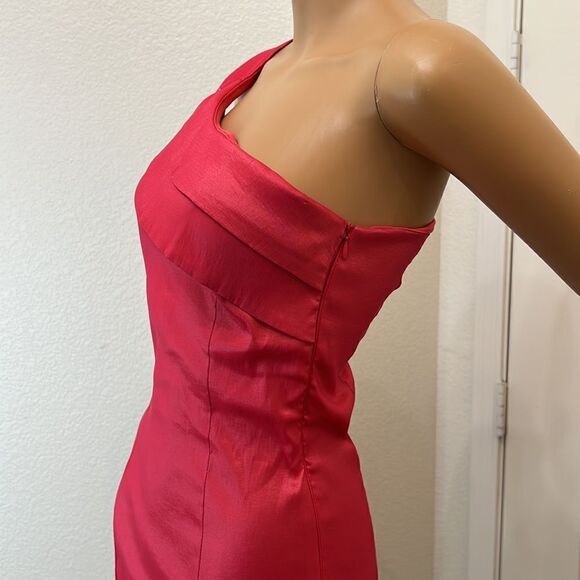 Mystic Dress Size Small Pink Coral One Shoulder Ruffle Mini Poly Nylon Spandex - Picture 4 of 9